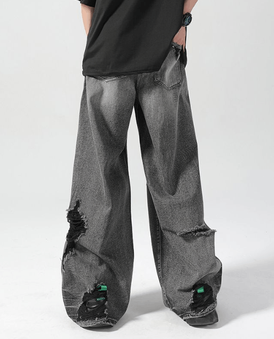 Japanese Brand Men's distressed trendy loose ripped beggar jeans Size US 34 / EU 50 - 4 Thumbnail