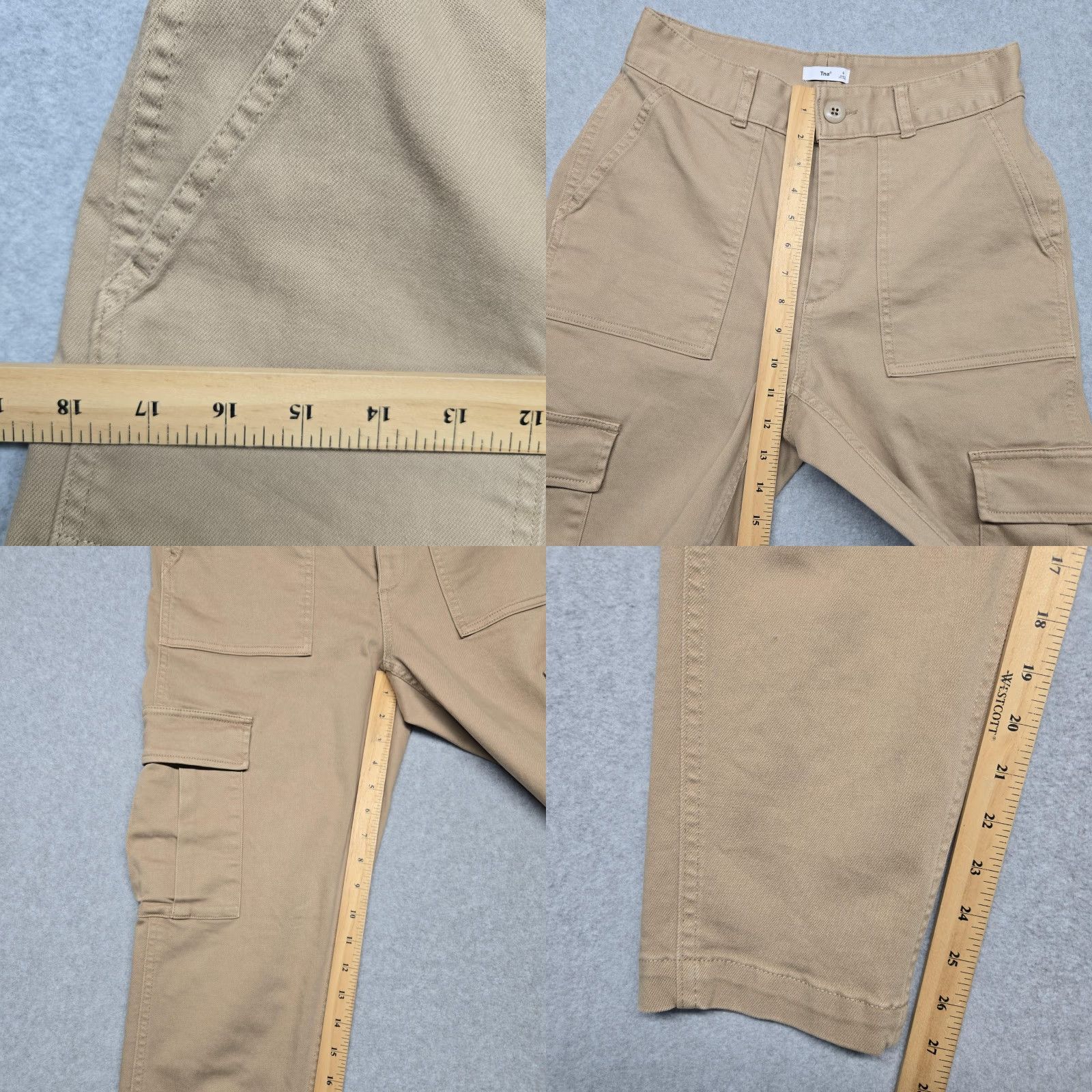 TNA VINTAGE? No. Tna Pants Womens 6 Cargo High Rise Straight Leg Utility Stretch Casual Beige/ Tan Cotton Spandex Twill Size 28" / US 6 / IT 42 - 9 Thumbnail