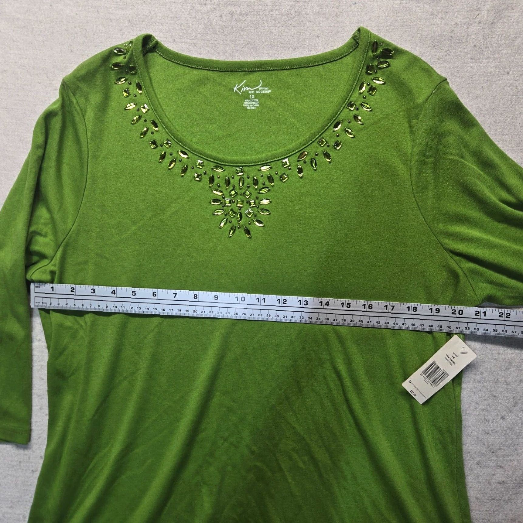 Vintage Kim Rogers Solid Green Long Sleeve Blouse Shirt 1X Women Casual Work Shirt Green 1X Womens Size XL / US 12-14 / IT 48-50 - 7 Thumbnail
