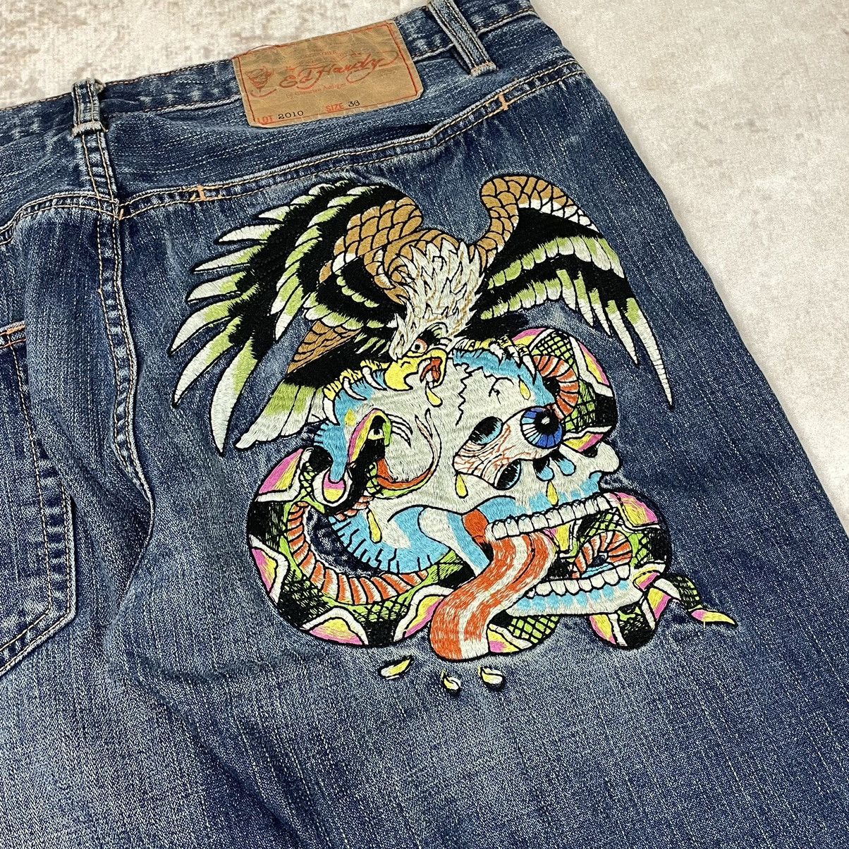Christian Audigier × Ed Hardy × Vintage Ed Hardy Christian Audigier Vintage Printed Baggy Y2K Pants Size US 36 / EU 52 - 12 Thumbnail