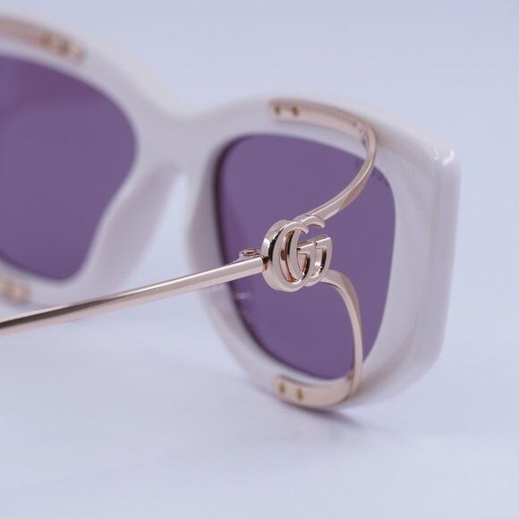 Gucci Gucci GG1566S 003 Sunglasses Ivory/Gold Rectangle Frame Size ONE SIZE - 8 Thumbnail