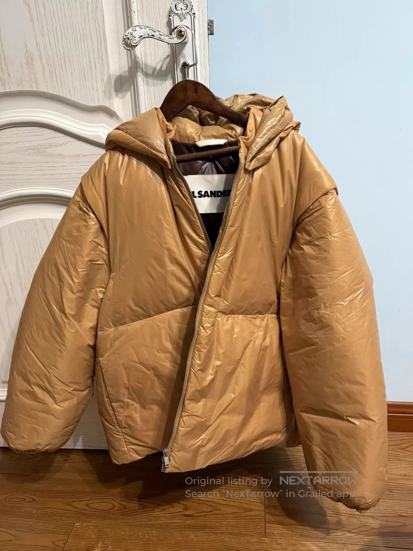 Jil Sander Brown Puffer Jacket with Hood Size S. Size US S / EU 44-46 / 1 - 1 Thumbnail