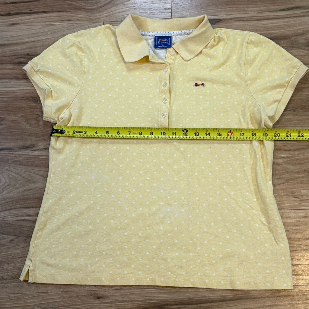 Le Laboureur Le Tigre Women’s XL Yellow Polka Dot Polo Shirt Size XXL / US 16-18 / IT 52-54 - 4 Thumbnail