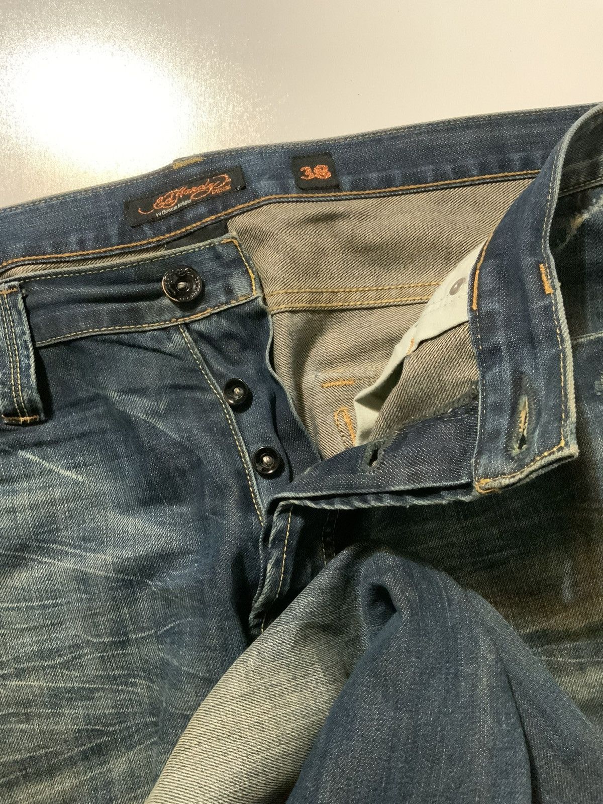 Ed Hardy Y2K Ed Hardy Audigier 2009 Button Fly Baggy Denim Jeans Size US 38 / EU 54 - 4 Thumbnail