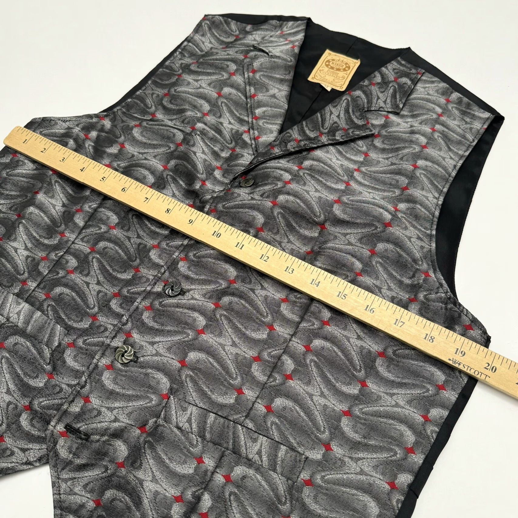 Vintage VINTAGE Wah Maker Frontier Clothing Western Vest Mens M Geometric Gray USA vest Mens M Wahmaker Western Vest Grey Geometric Vintage USA Size US M / EU 48-50 / 2 - 6 Thumbnail