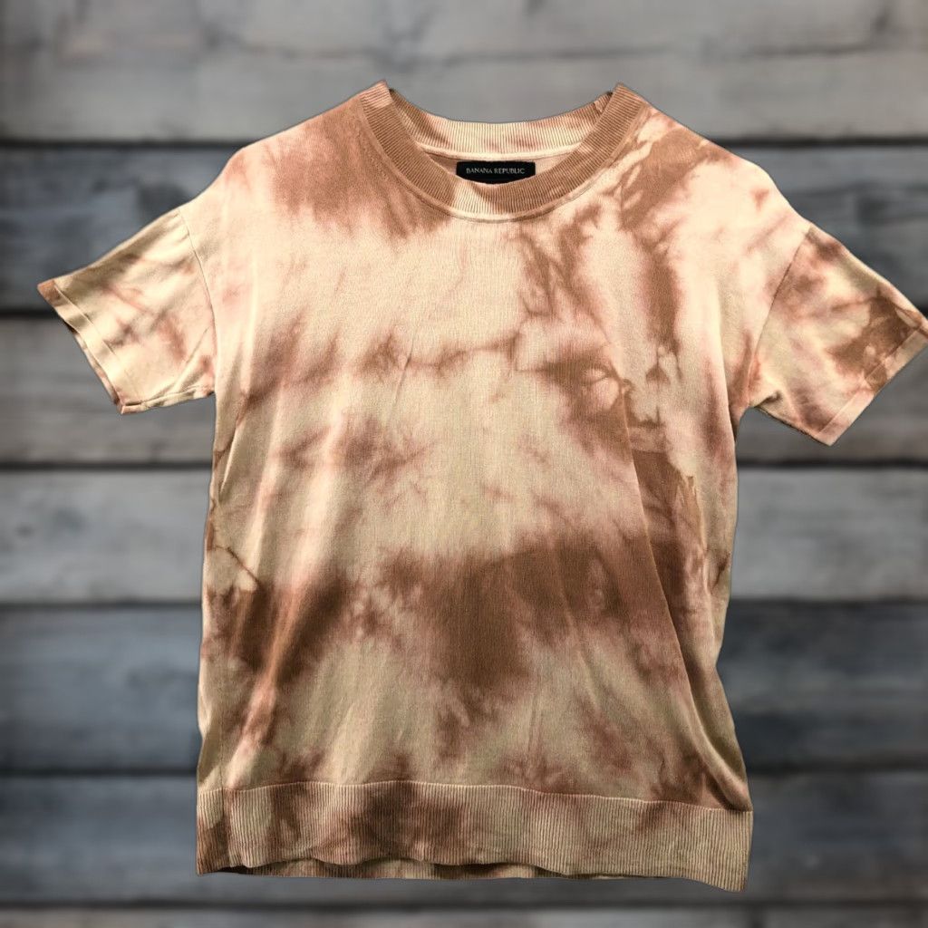 Banana Republic Banana Republic Sweater Womens XS Short Sleeve Cotton Beige Brown Tie Dye Size XS / US 0-2 / IT 36-38 - 1 Thumbnail