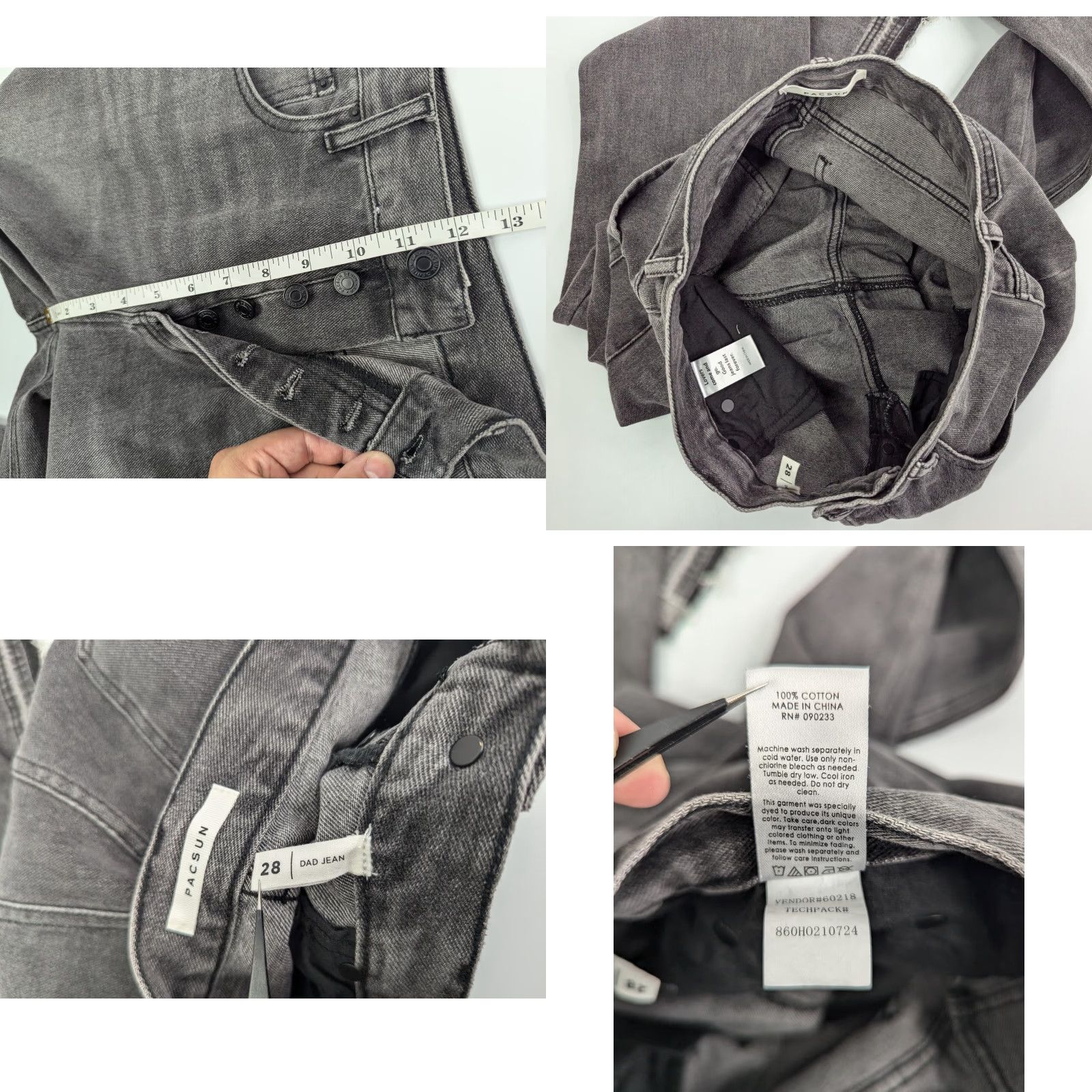 Pacsun Pacsun Jeans Woman’s Size 28 Dad Denim 5-Pocket Gray Black Buttonfly High Rise Vintage No Womens Size 28" / US 6 / IT 42 - 8 Thumbnail