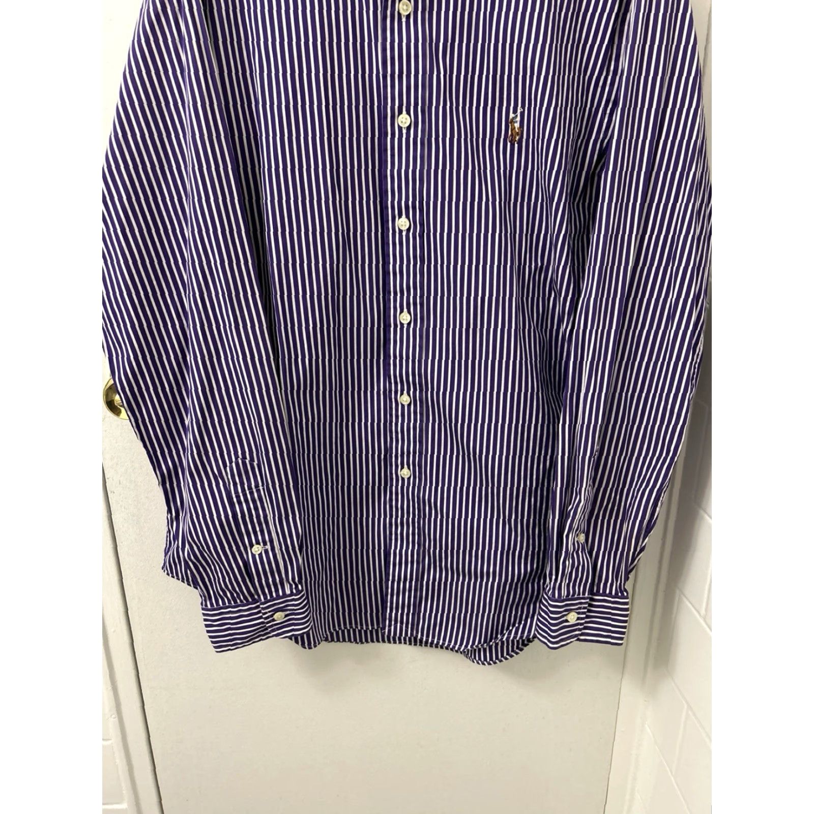Ralph Lauren VINTAGE Ralph Lauren Shirt Mens L Purple White Striped Oxford Classic Button Down Size US L / EU 52-54 / 3 - 3 Thumbnail