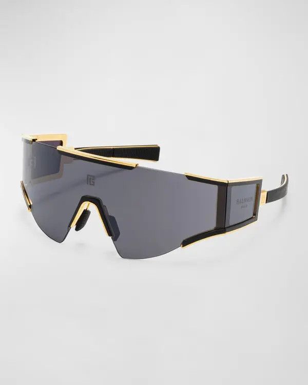 Balmain o1s1wg111225 Size:OS/Logo Shield Sunglasses in Gold/Black Size ONE SIZE - 1 Preview