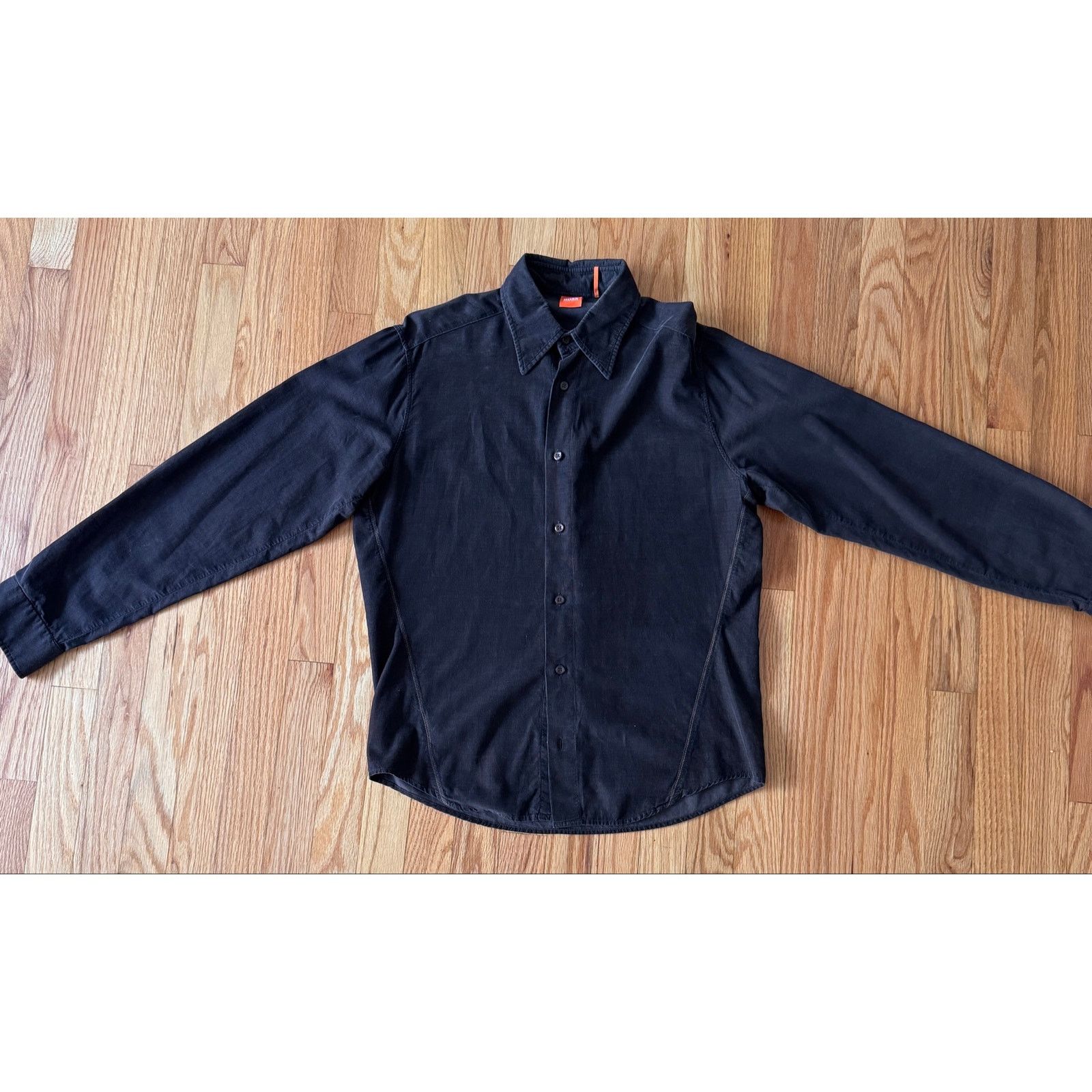 Hugo Boss BOSS Corduroy Button-Up | Brown with Orange Stitching Size US S / EU 44-46 / 1 - 1 Thumbnail