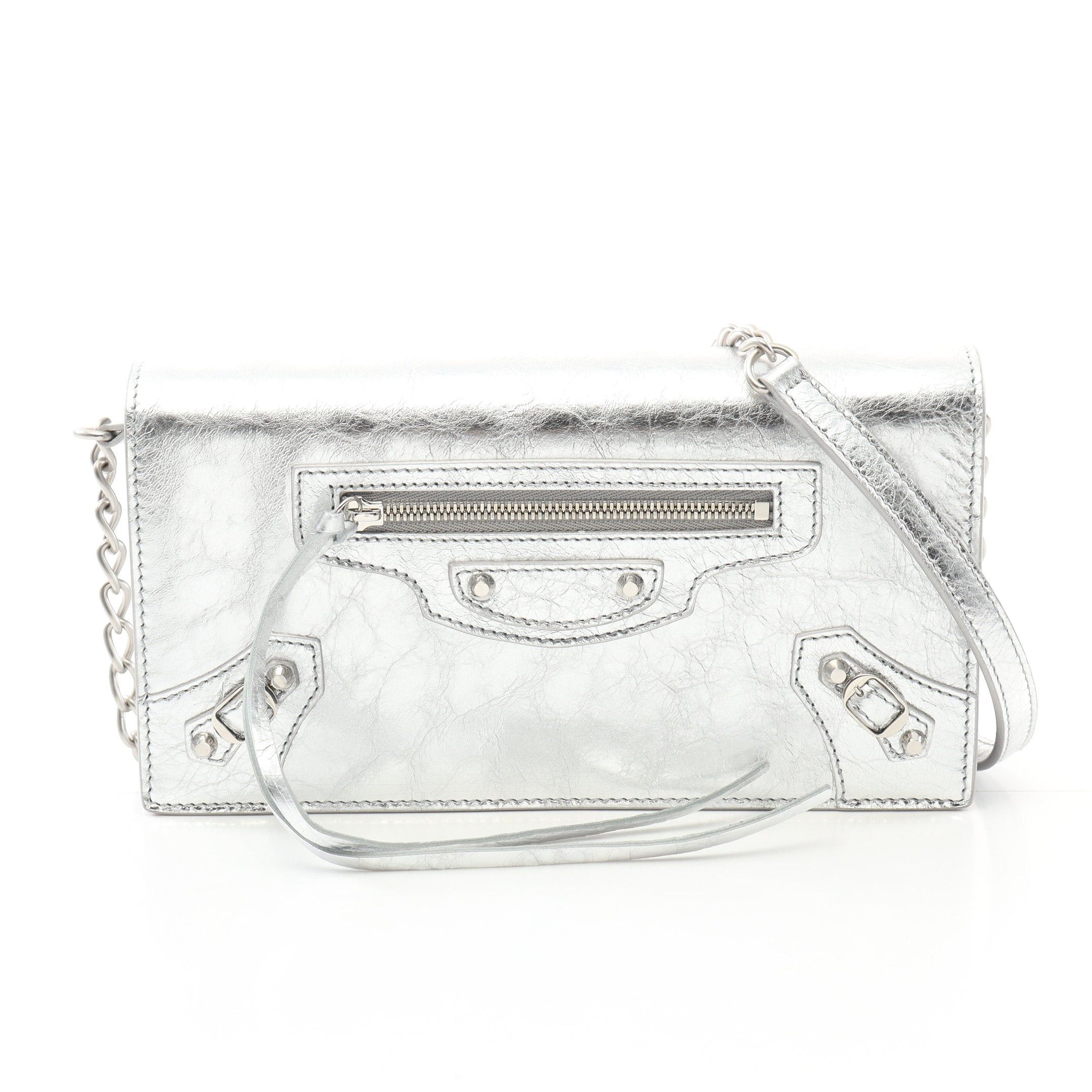 Balenciaga Balenciaga City Chain Wallet Leather Silver Size ONE SIZE - 1 Thumbnail