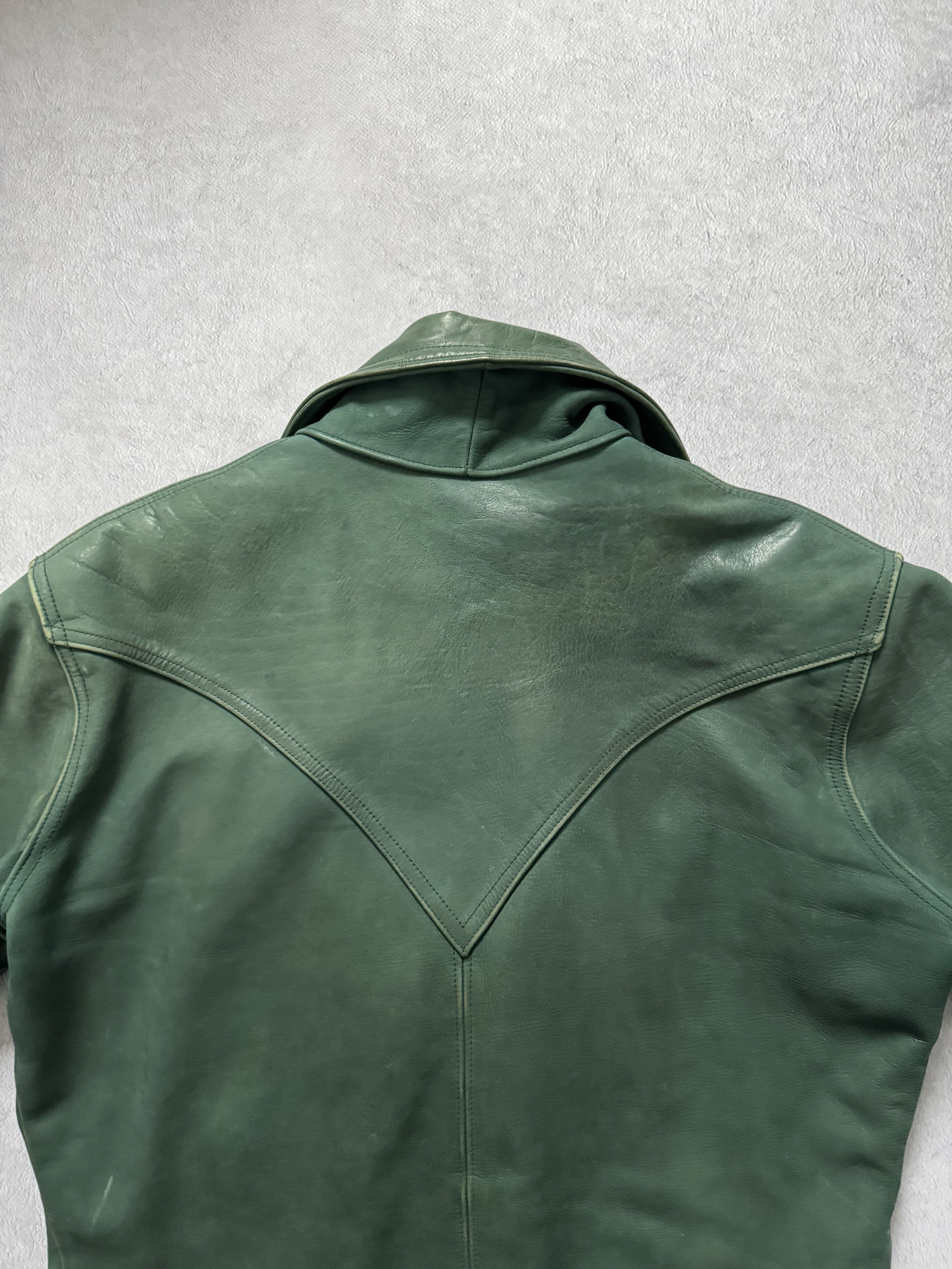 Vintage Vintage Green Bull Leather Asymmetric Biker Jacket Size US M / EU 48-50 / 2 - 7 Thumbnail