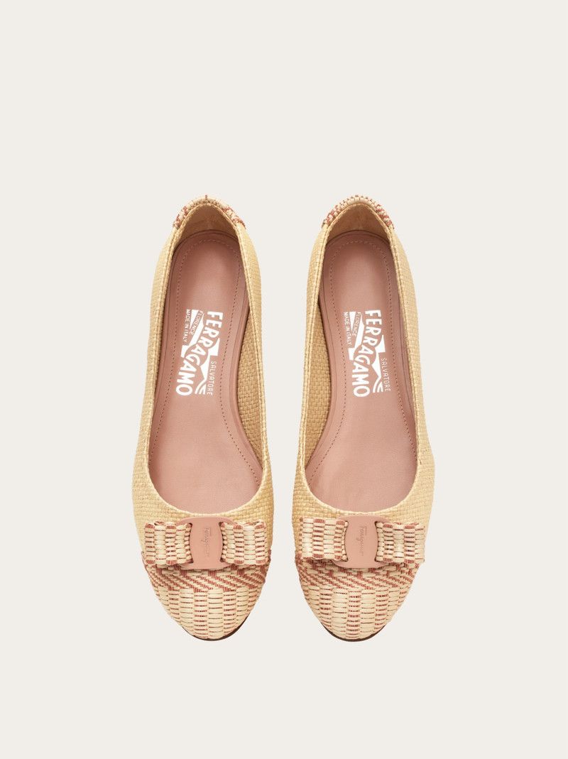 Salvatore Ferragamo o1s1rm0126 Varina Ballet Flats in Beige Size US 7 / IT 37 - 2 Thumbnail