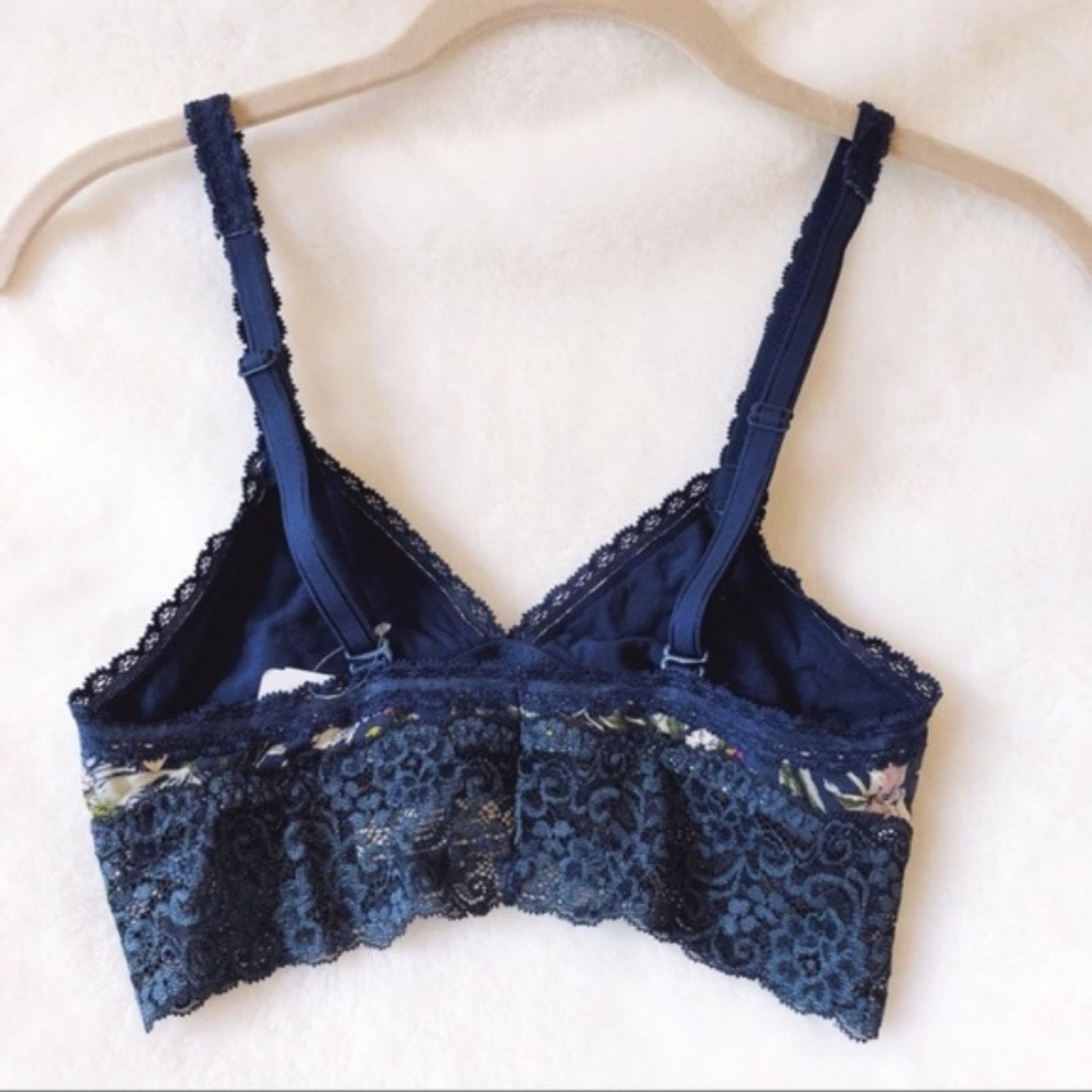 Other Soma Navy with Pattern Triangle Lace Bralette Size ONE SIZE - 5 Thumbnail