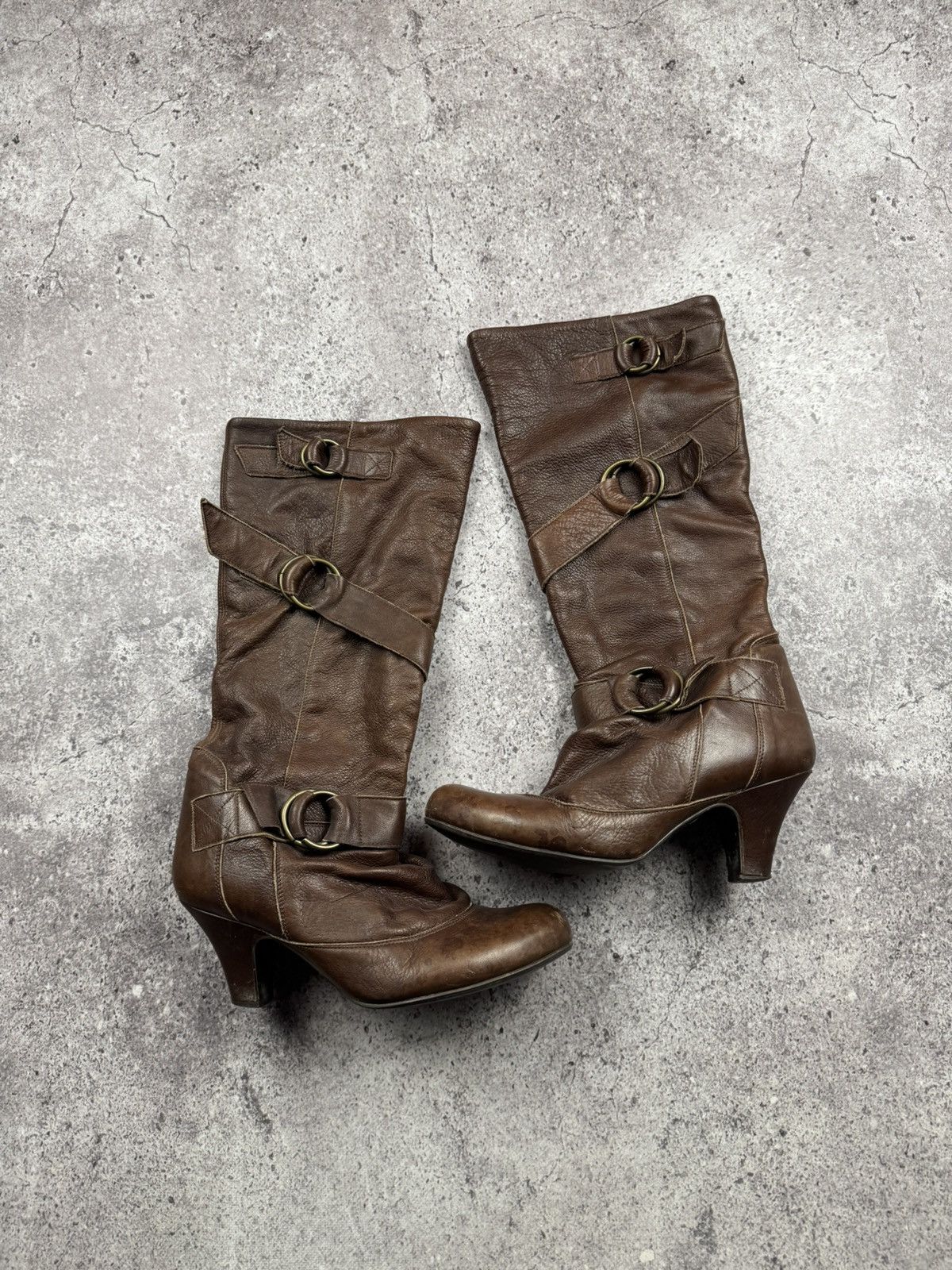 If Six Was Nine Vintage Italian AS98 Heel Leather Biker Boots In Brown Size US 7 / IT 37 - 1 Thumbnail