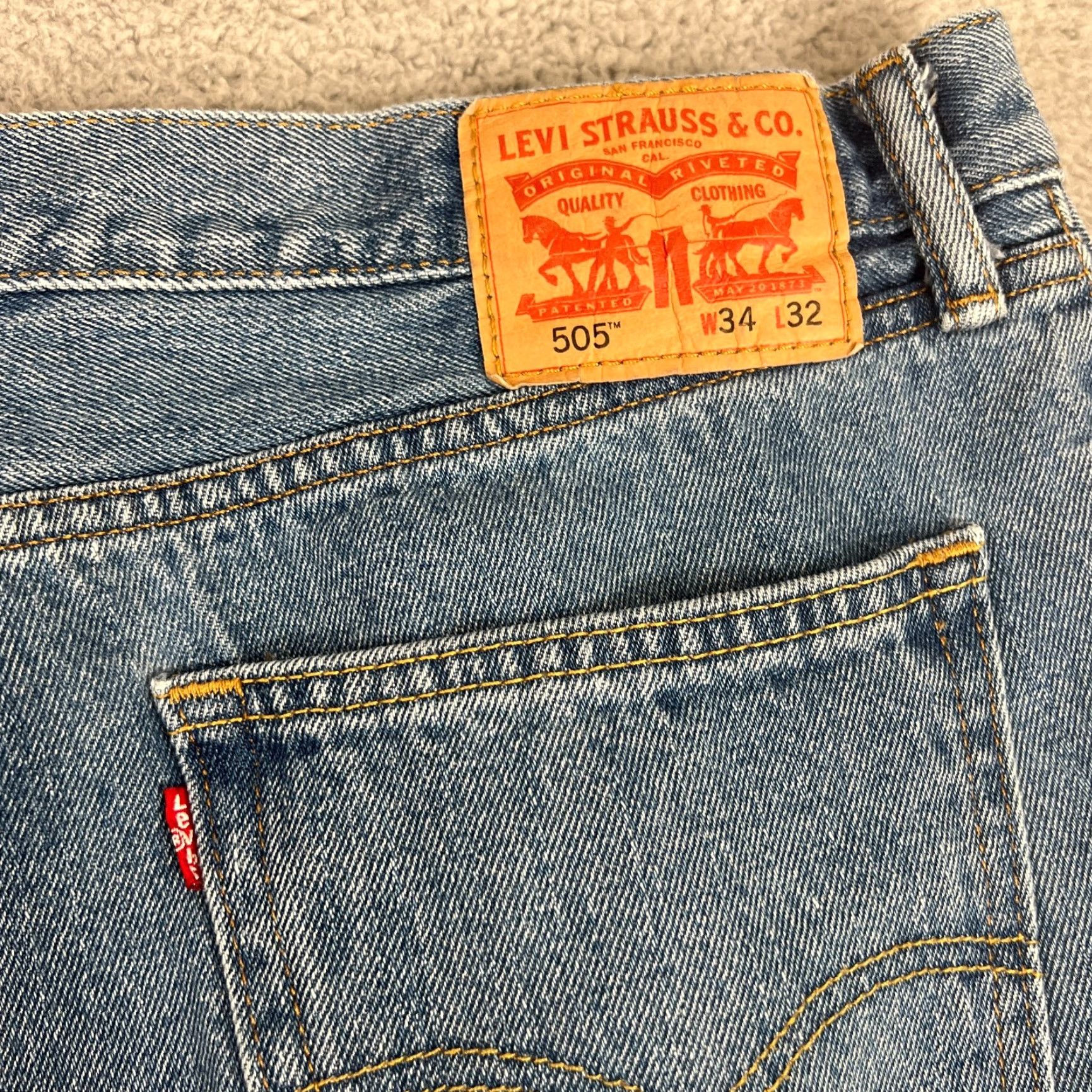 Levi's Levi's 505 Jeans 36x32 Blue Straight Classic Men's Denim Pants Size US 36 / EU 52 - 7 Thumbnail