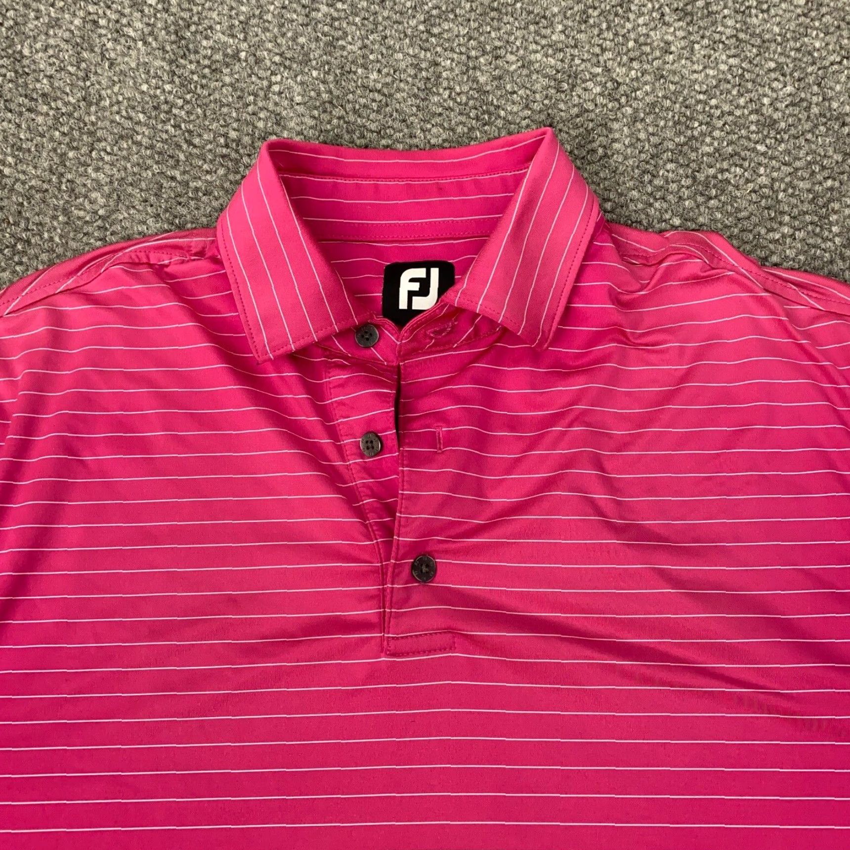 Footjoy FootJoy Shirt Mens Large Pink Striped Polo Short Sleeve Stretch Golf Polo Shirt Mens Size US L / EU 52-54 / 3 - 2 Thumbnail
