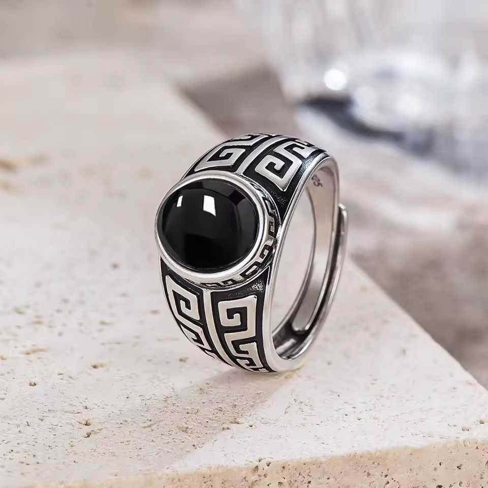 Sterling Silver Natural Black Onyx Ring Size ONE SIZE - 1 Thumbnail