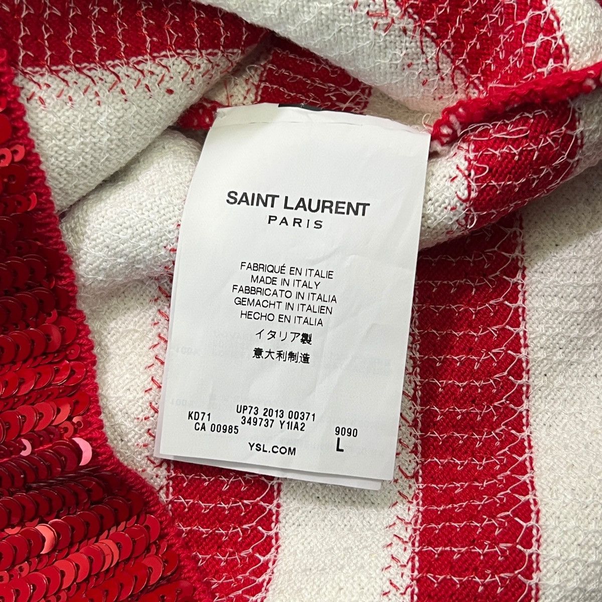 Saint Laurent Paris SAINT LAURENT PARIS 2014 Spring Sequin Striped S/S Knit Size L / US 10 / IT 46 - 4 Thumbnail