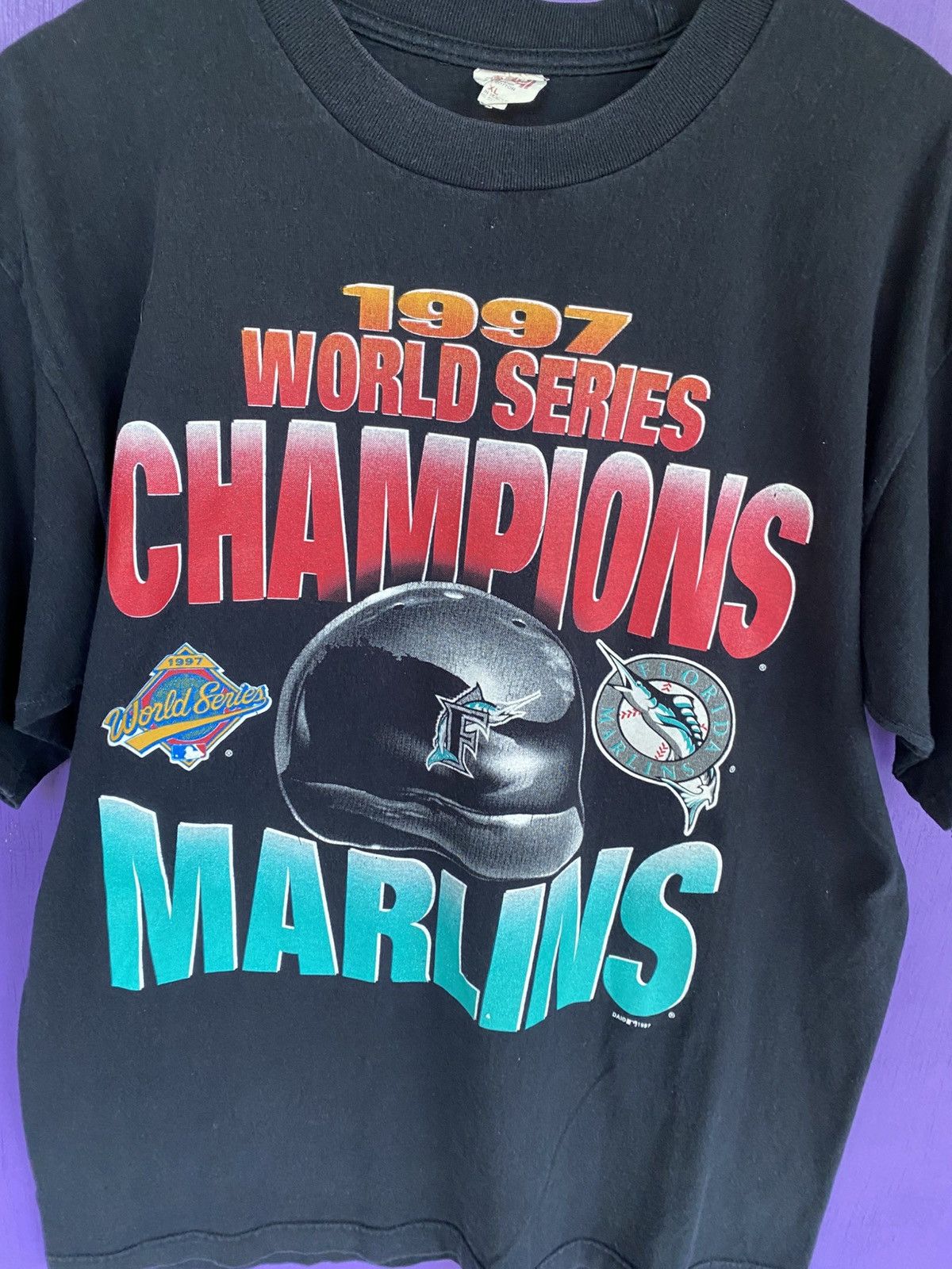 MLB Vintage 1997 Florida Marlins world series champs t-shirt Size US XL / EU 56 / 4 - 3 Thumbnail