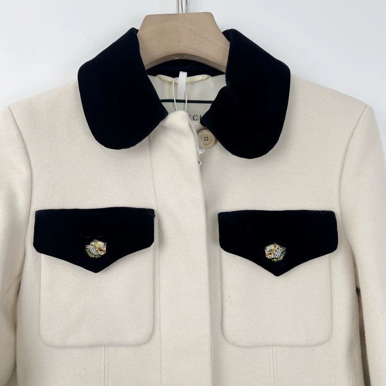Gucci Gucci Classic leopard head button white tweed long coat Size XS / US 0-2 / IT 36-38 - 3 Thumbnail