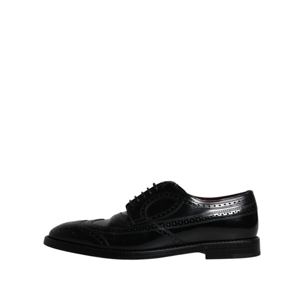 Dolce & Gabbana Dolce & Gabbana Black Leather Derby Wingtip Formal Shoes Size US 10 / EU 43 - 6 Thumbnail