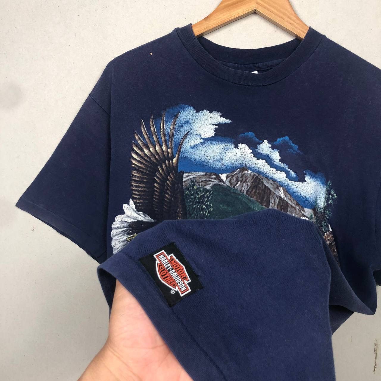Harley Davidson × Vintage Vintage 90s Harley Davidson Eagle Motorcycle Decker Tee Size US L / EU 52-54 / 3 - 5 Thumbnail