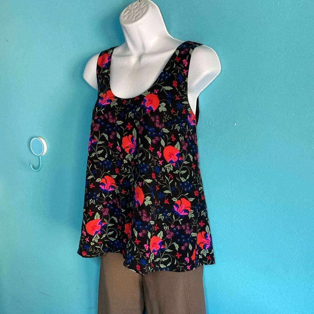 Joie Joie Black Floral Silk Tank Size S Fully Lined Pullover Blou Size S / US 4 / IT 40 - 11 Thumbnail