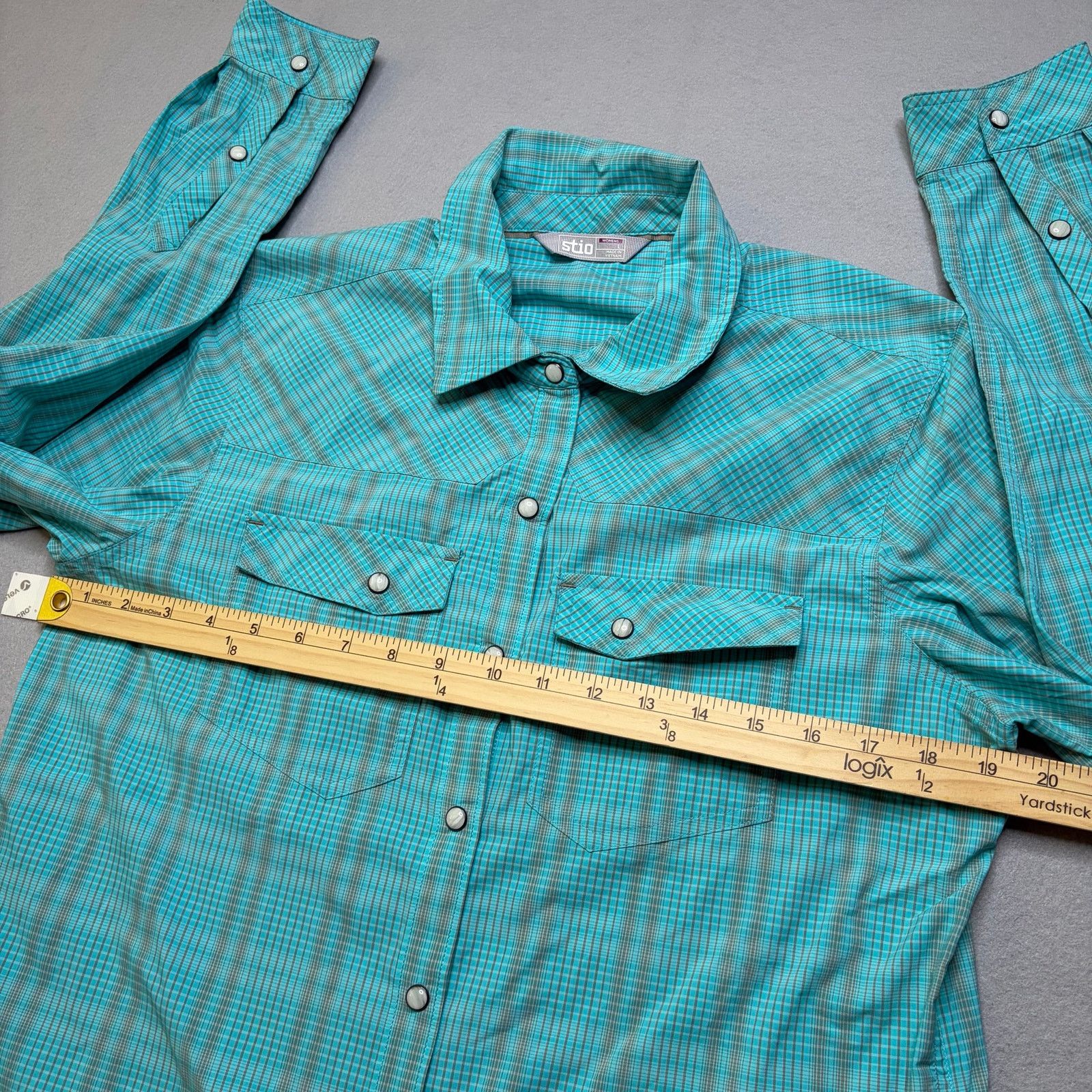 Stio Stio Button Up Shirt Women’s Medium Turquoise Plaid Size M / US 6-8 / IT 42-44 - 6 Thumbnail