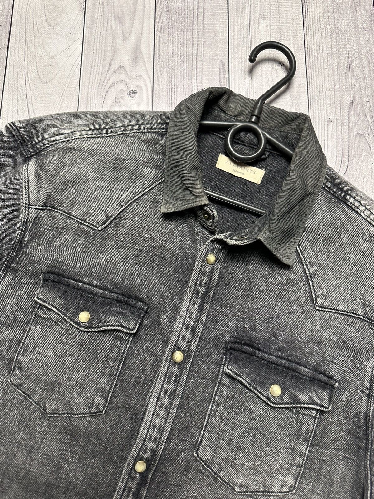 Allsaints × Vintage Vintage Allsaints denim shirt distressed size M grey rare Size US M / EU 48-50 / 2 - 3 Thumbnail