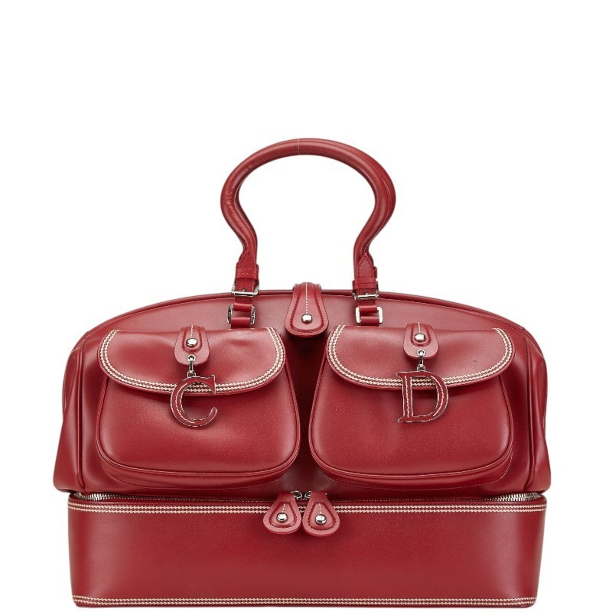 Christian Dior Dior Handbag Doctor's Bag Red Leather Women's