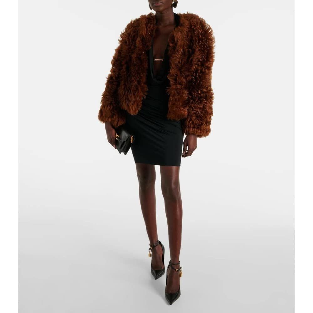 Tom Ford o1loc1c0126 CSF675 Shearling Short Fur Coat in Brown Size XS / US 0-2 / IT 36-38 - 2 Thumbnail