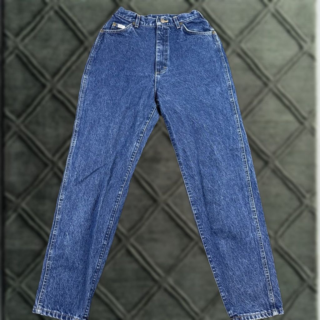 Lee VINTAGE Lee Jeans Womens 12 24x28 Blue Denim High Rise Straight Leg 90s USA Size 34" / US 12 / IT 48 - 1 Thumbnail