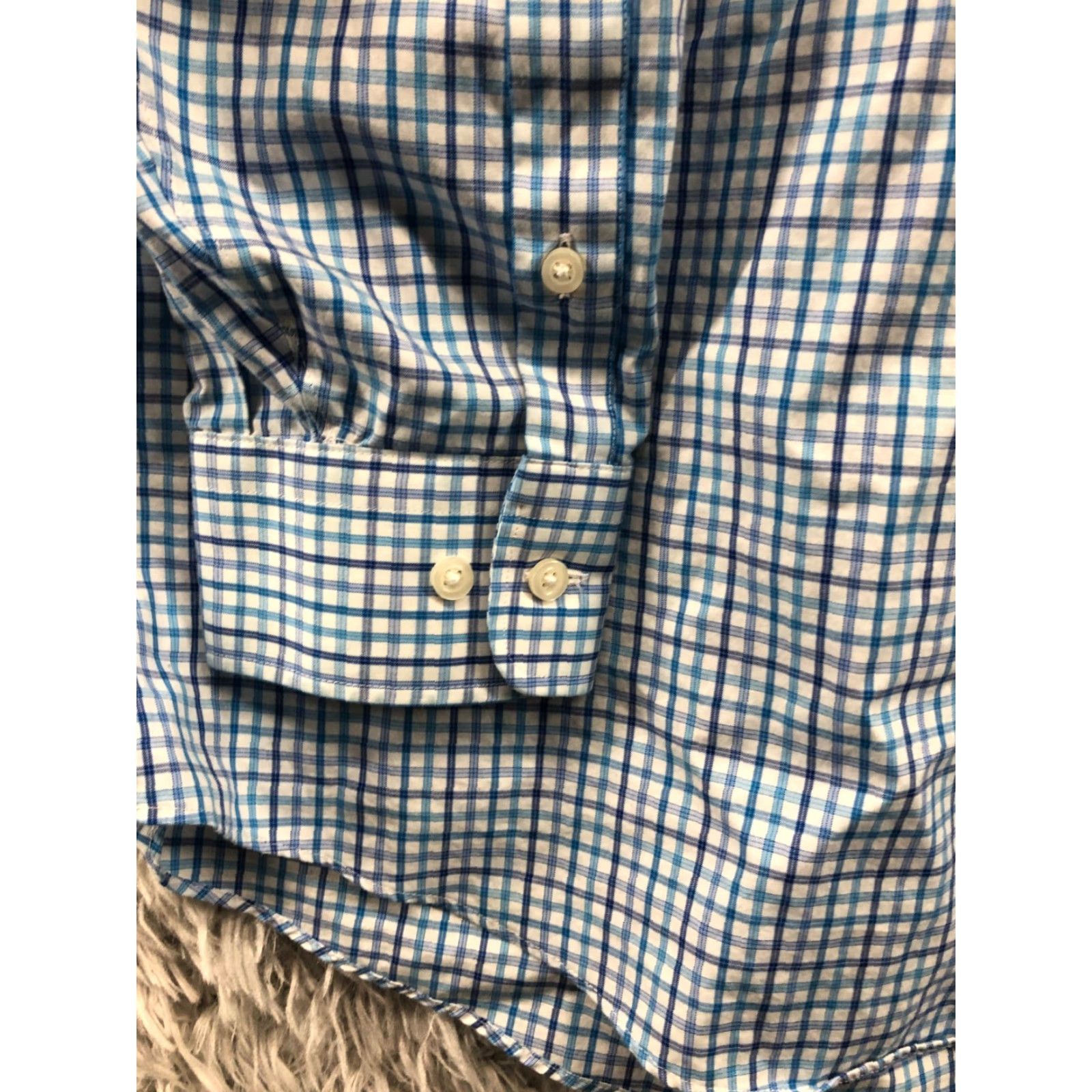 Vintage Kirkland Signature Button-Up Shirt Mens 17.5 Non-Iron Long Sleeve Blue Check (Regular) Size US XXL / EU 58 / 5 - 2 Thumbnail