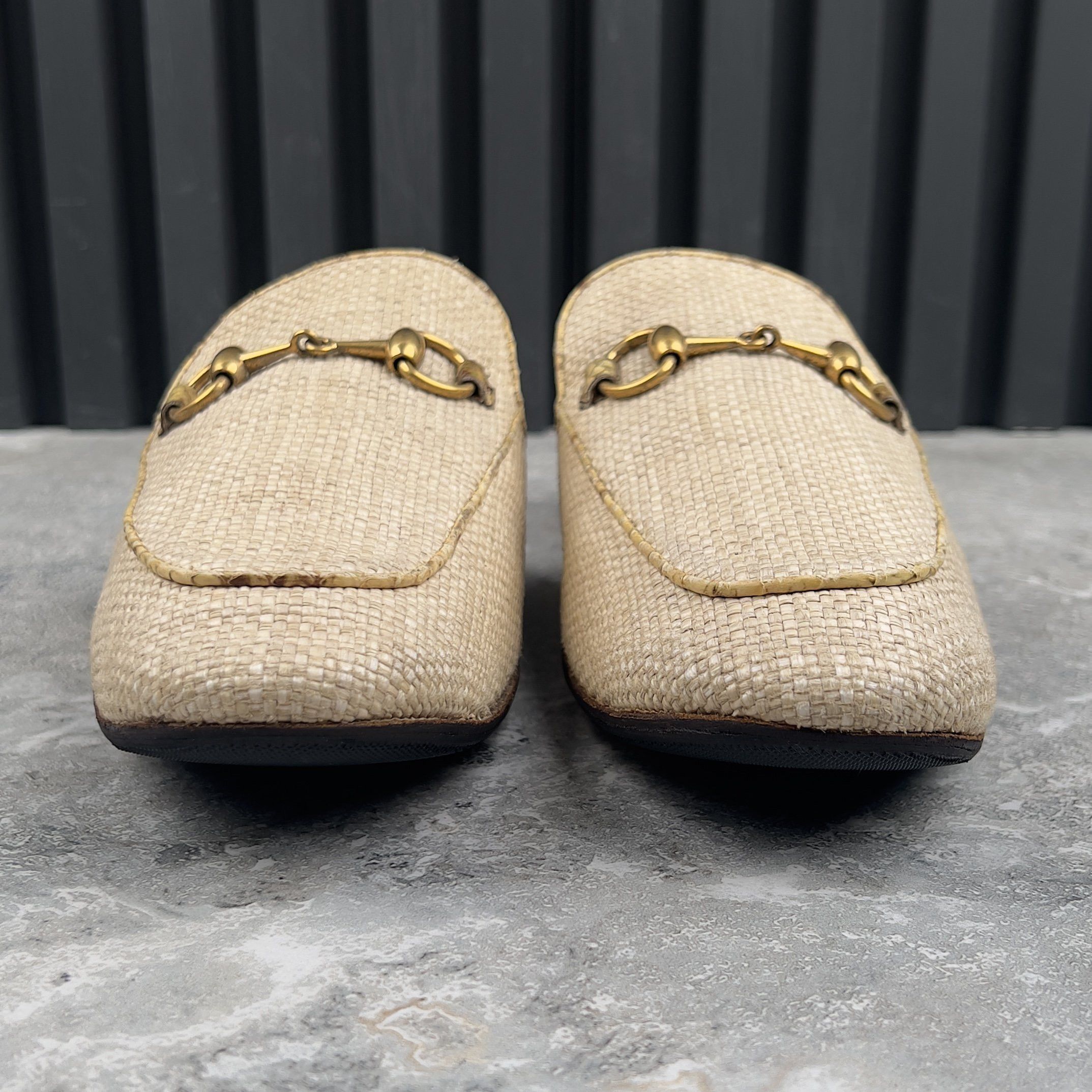 Gucci Princetown Mule Beige Raffia Snakeskin Leather Size US 8 / EU 41 - 3 Thumbnail