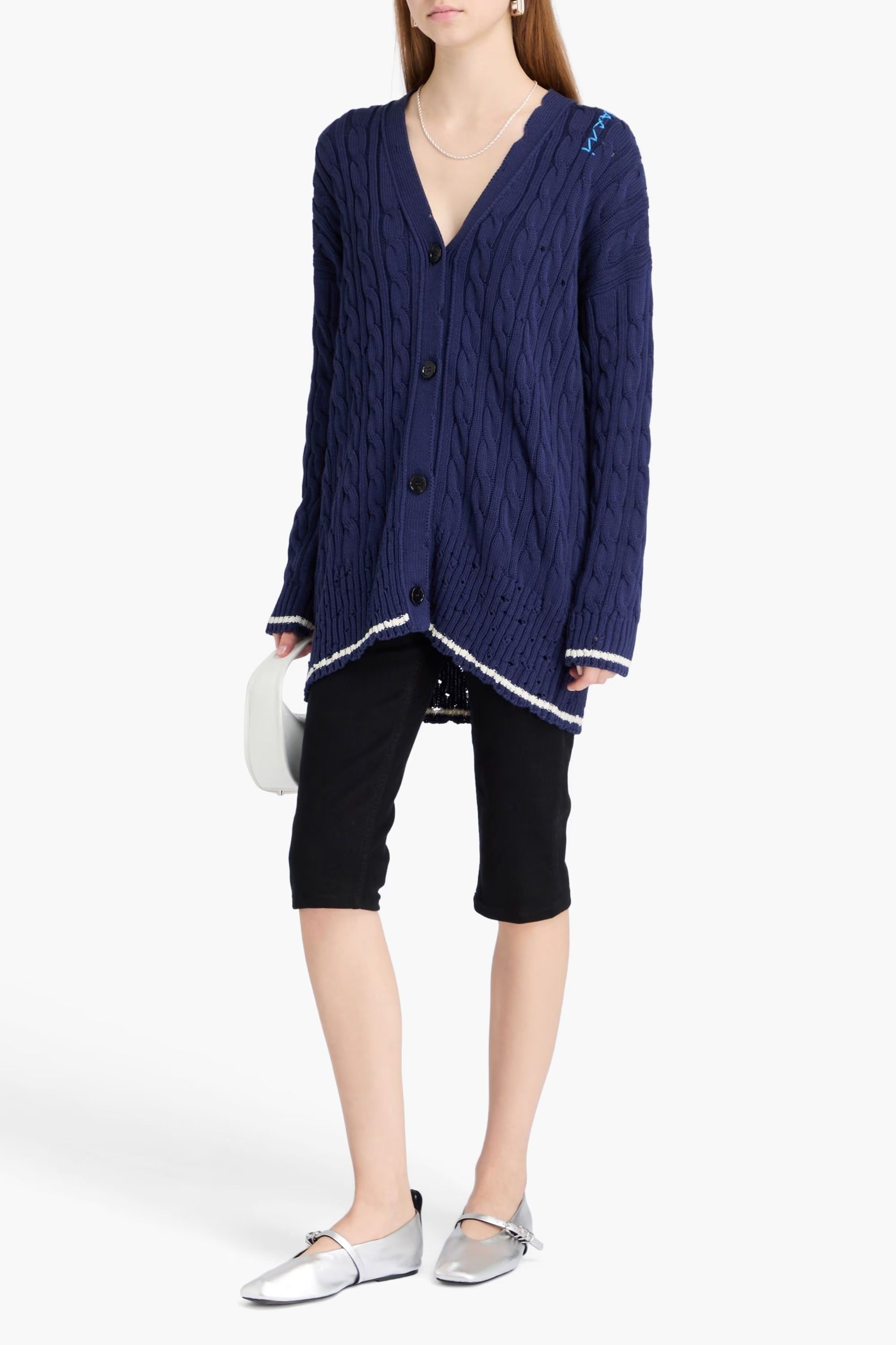 Marni o1f1d3z0326 Cable-Knit Cardigan in Blue Size XL / US 12-14 / IT 48-50 - 2 Thumbnail