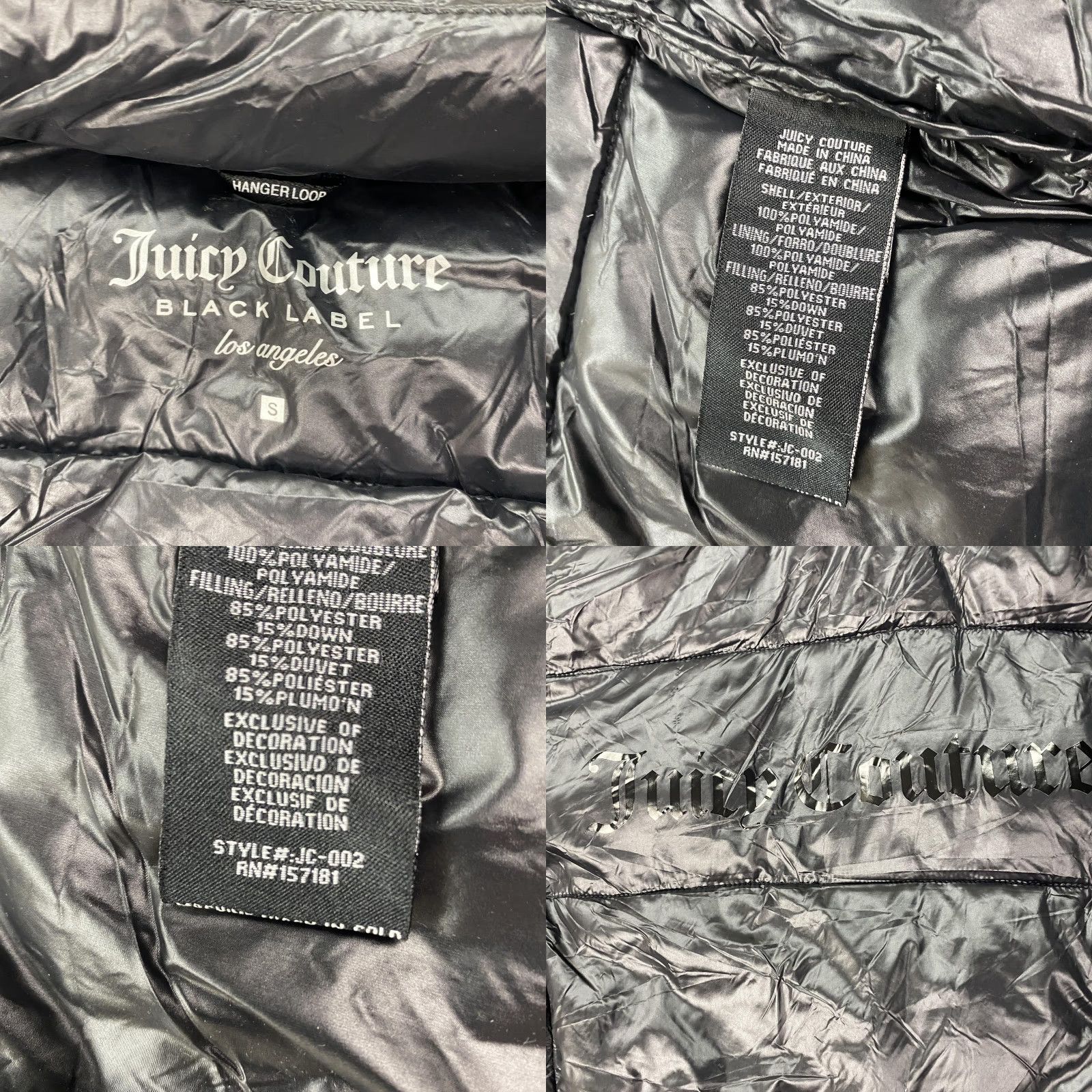 Juicy Couture Juicy Couture Black Label Puffer Jacket Womens Small Black Hooded Down Blend Coat Size S / US 4 / IT 40 - 8 Thumbnail