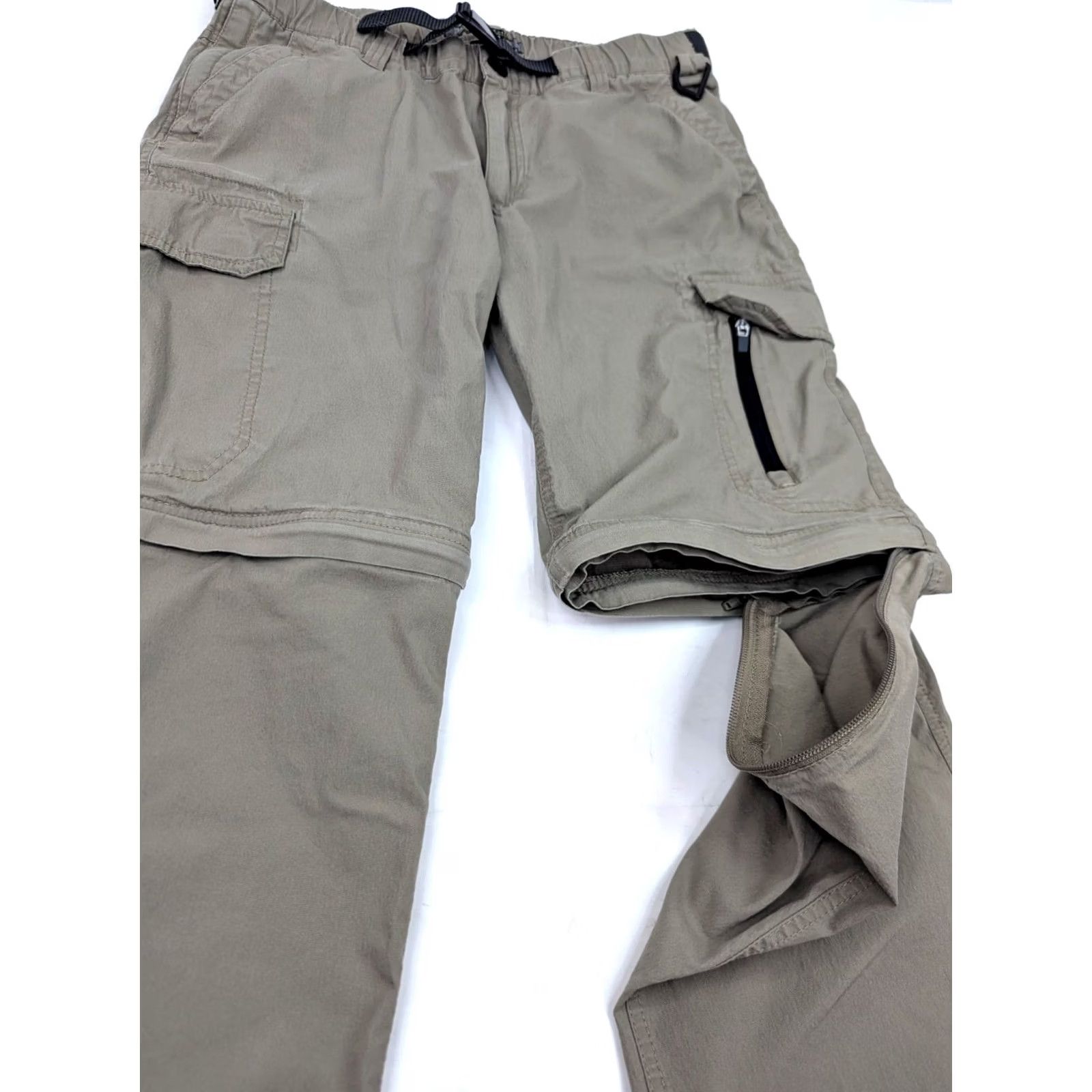 Vintage BC Clothing Convertible Cargo Pants / Shorts, Men 32 Beige Canvas Belted 5-Pocket Cargo Convertible Zip-Off Legs Pants Size US 32 / EU 48 - 6 Thumbnail