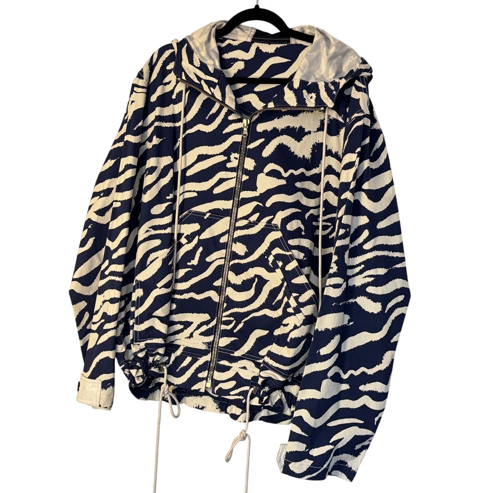 Prabal Gurung Prabal Gurung Pre-Fall 2019 Zebra-Print Silk Hooded Jacket Size US M / EU 48-50 / 2 - 1 Thumbnail