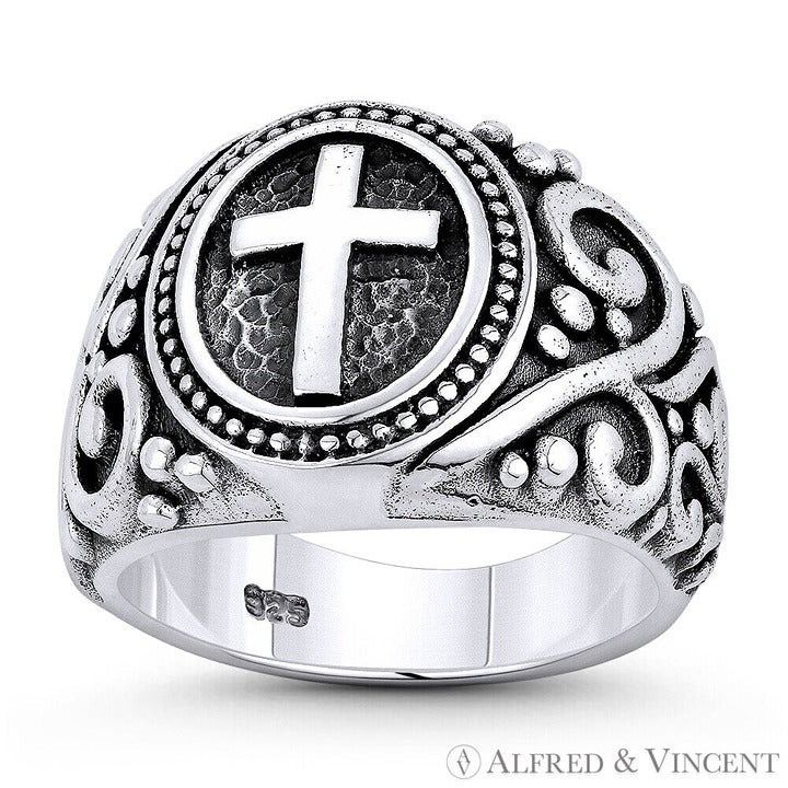 Other Cross & Filigree Signet Men's Ring in .925 Sterling Silver Size ONE SIZE - 1 Preview
