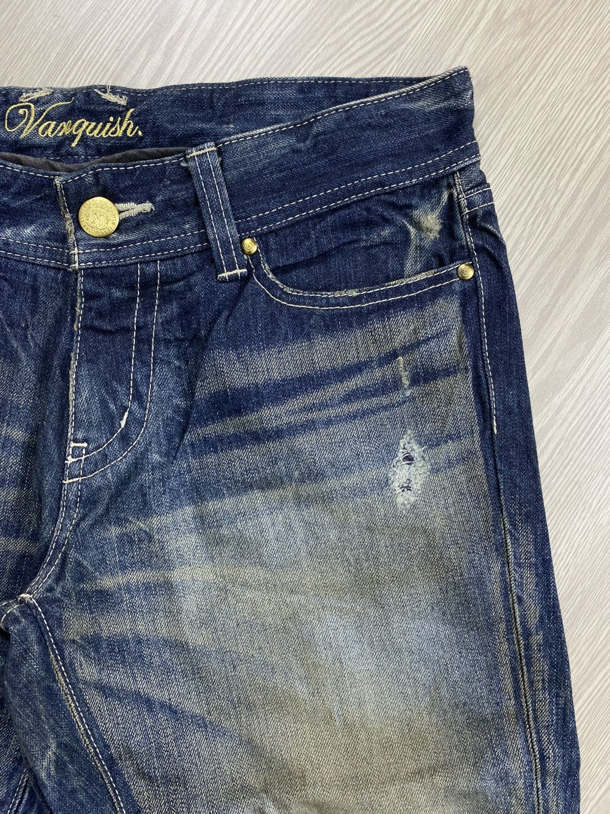 GOSTAR DE FUGA × If Six Was Nine × Le Grande Bleu (L.G.B.) 2000s Vanquish Gold Distressed Punk Y2K Lgb Flared Jeans Size US 32 / EU 48 - 9 Thumbnail