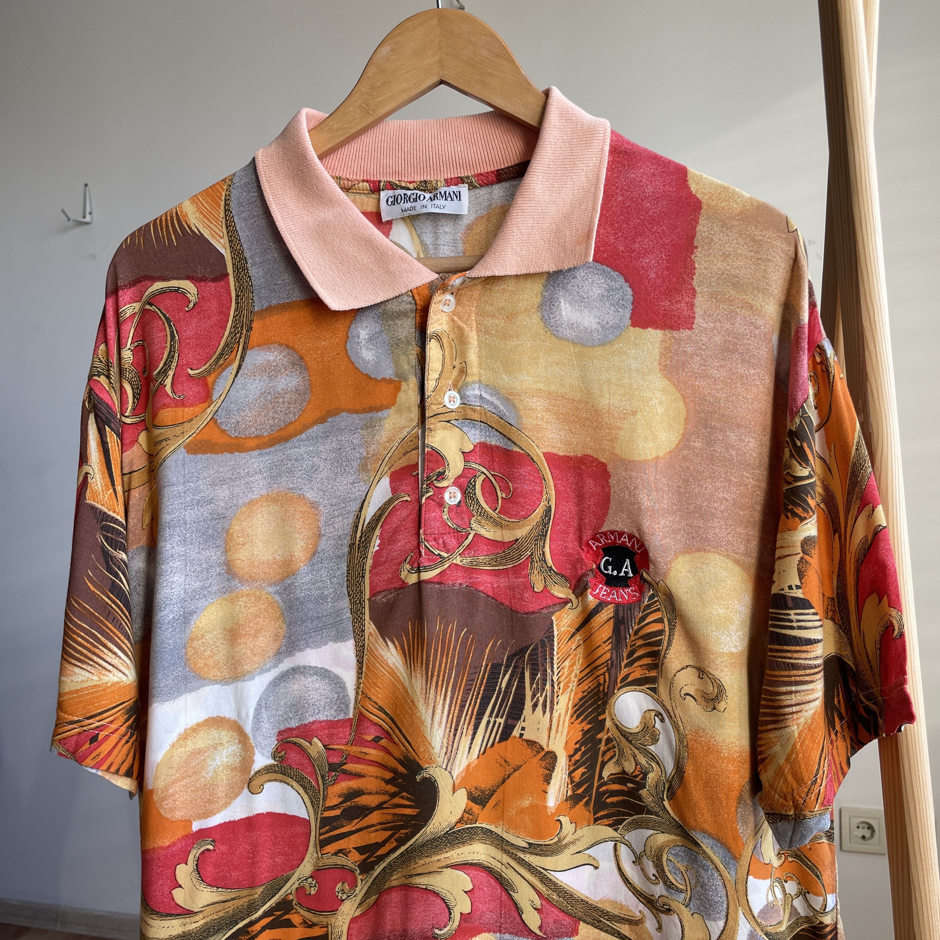 Giorgio Armani Giorgio Armani VTG 80s Baroque All Over Print Polo T-Shirt Size US L / EU 52-54 / 3 - 3 Thumbnail