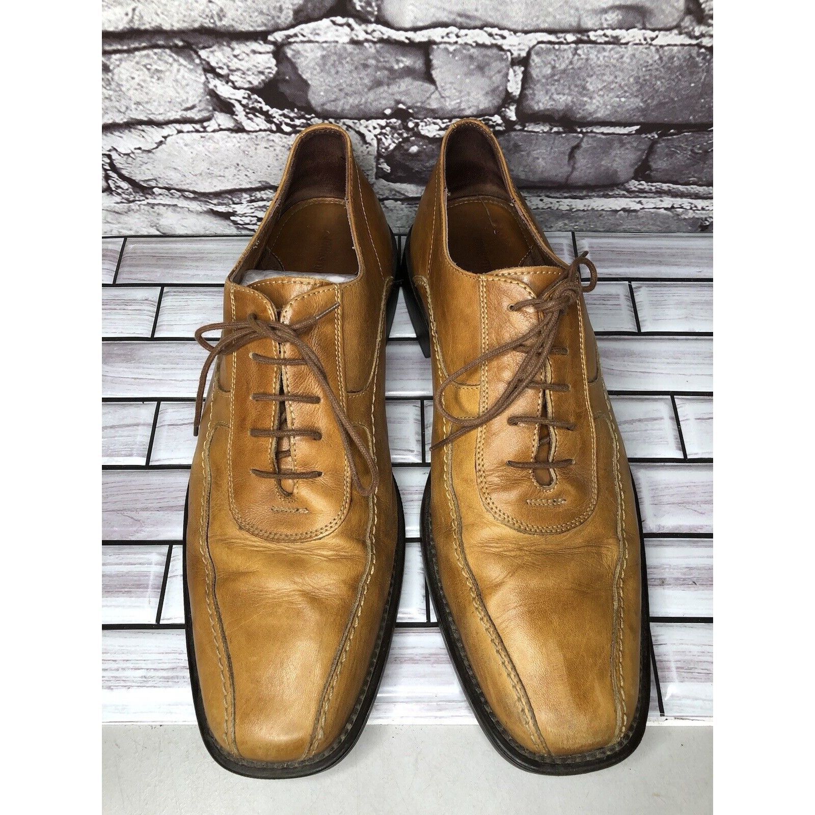 Johnston & Murphy Johnston & Murphy Tan Brown Leather Bicycle Toe Oxfords Shoe Size US 11.5 / EU 44-45 - 13 Thumbnail