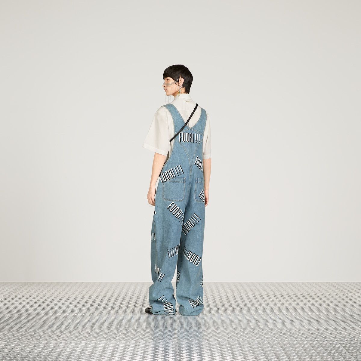 32 - Gucci Cotton Denim Overall Fuori!! Print Jeans Blue