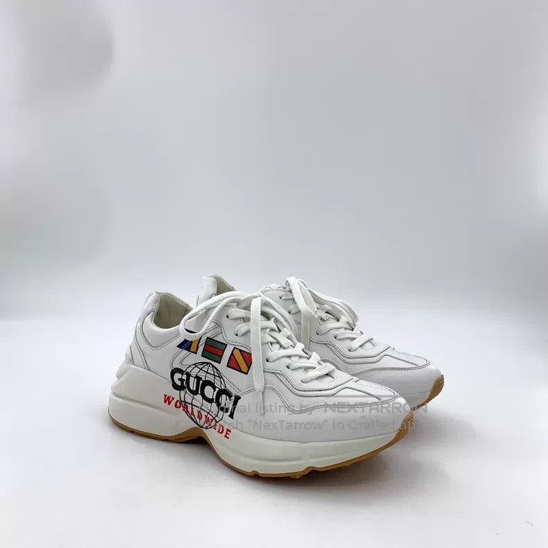 Gucci Gucci White logo letter lace-up sneakers dad shoes Size US 7.5 / IT 37.5 - 2 Thumbnail