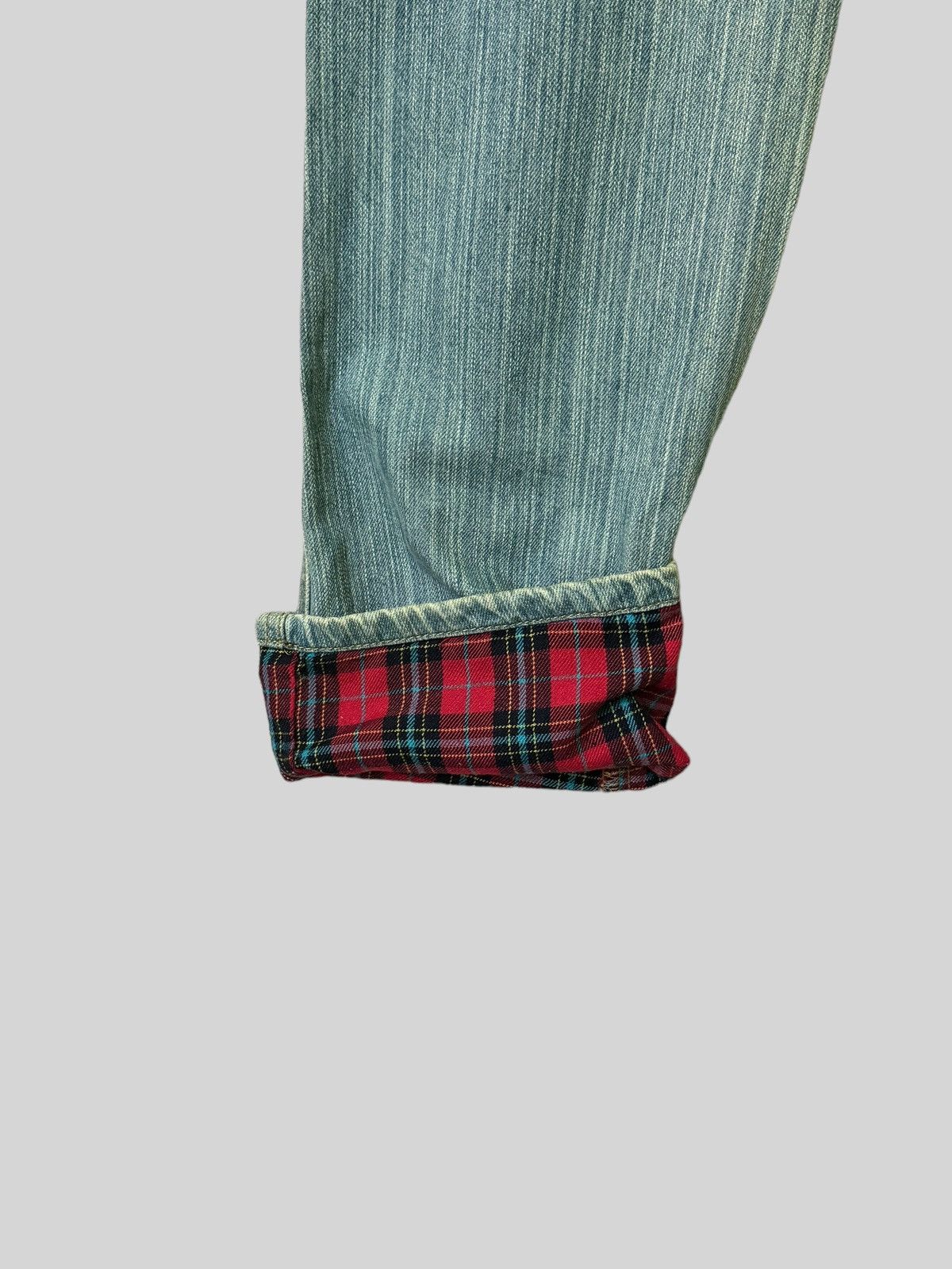 Hysteric Glamour × Japanese Brand Distressed Tartan Embroidery Junya Watanabe Denim Jeans Size US 30 / EU 46 - 10 Thumbnail