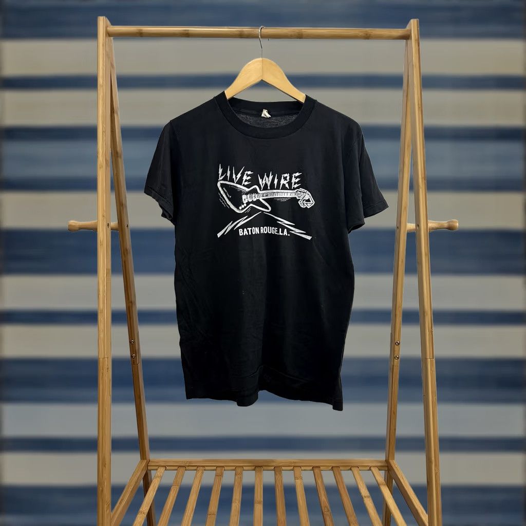 Vintage VTG 80s Live Wire Baton Rouge LA Screen Stars T-Shirt Black Size L Men Music Shirt Adults Size US L / EU 52-54 / 3 - 1 Thumbnail