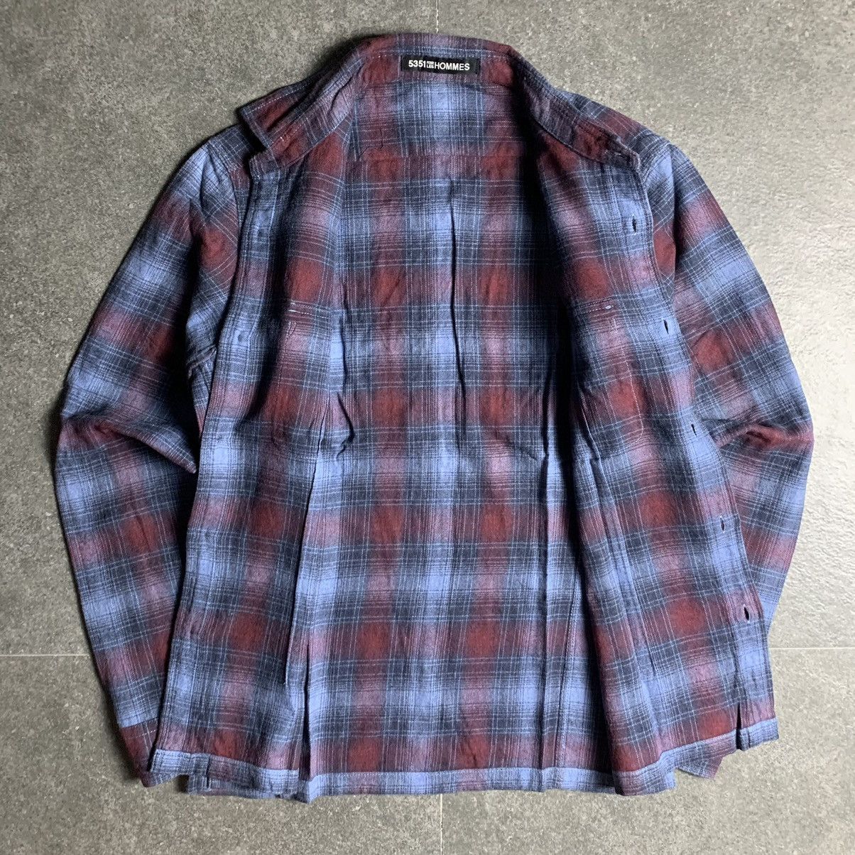 5351 POUR LES HOMMES × Japanese Brand 2000s 5351 Pour Les Hommes Shadow Plaid Shirt Size US S / EU 44-46 / 1 - 6 Thumbnail