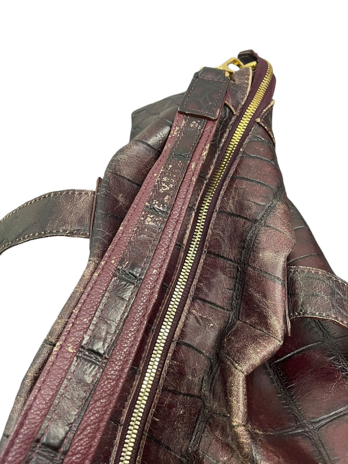 Genuine Leather Crocodile Embossed Patina Leather Jewels Shoulder Bag 1🟩1 Size ONE SIZE - 21 Thumbnail