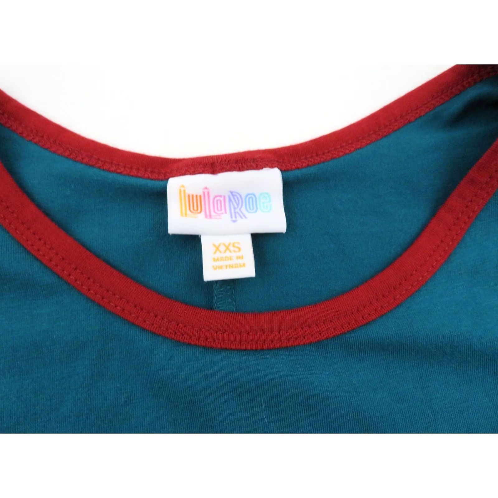 Vintage LuLaRoe Women's Carly Dress XXS Solid Green Red Stretch Swing High Low Size XXS / US 00 / IT 34 - 5 Thumbnail